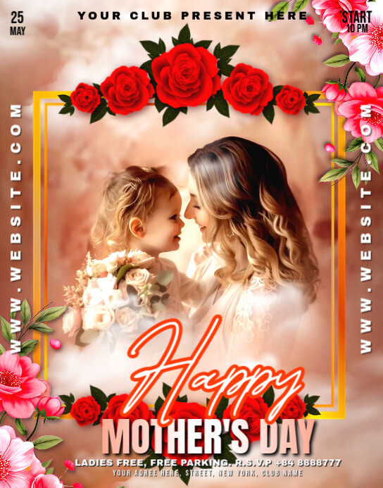 Brown Joyful Mother's D Poster/wallboard Plakkaat/Muurbord template