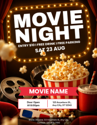 Brown Movie Night Event Løbeseddel Template