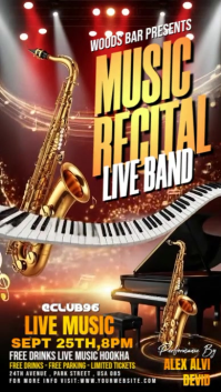 Brown Joyful Music Recital Piano Saxophone Live Band Music Performance Invitation Instagram Story template