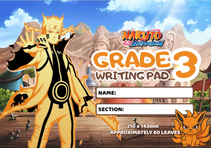 Brown Joyful Naruto Theme Writing Pad A4 Template | PosterMyWall