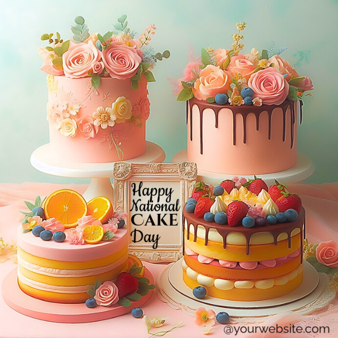 Brown Joyful National Cake Day Instagram Post Template | PosterMyWall