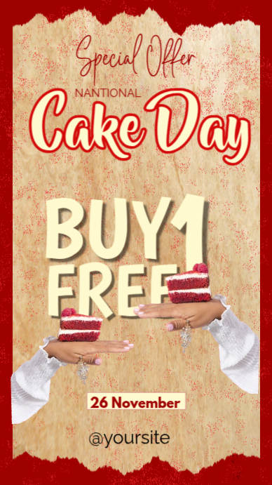 Brown Joyful National Cake Day Instagram Story Template | PosterMyWall