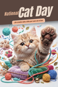 Brązowy National Cat Day Poster Template