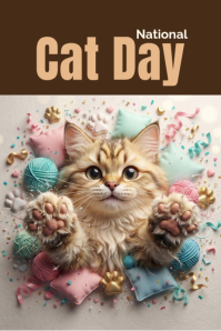 Brown National Cat Day Plakat Template