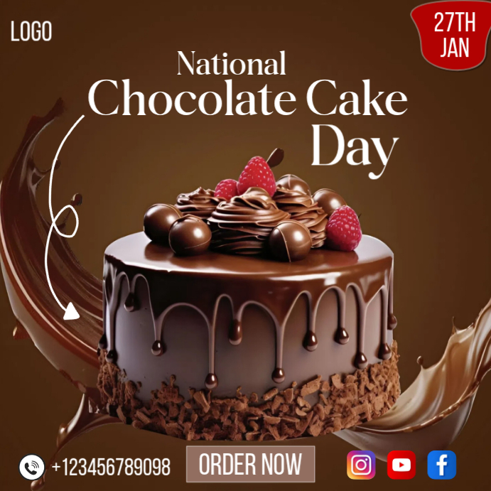 Brown Joyful National Chocolate Cake Day Design Instagram Post Template ...