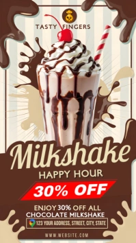 Brown Joyful National Chocolate Milkshake Day Digital Display (9:16) template
