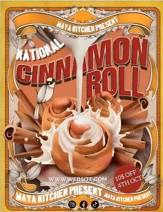 Brown Joyful National Cinnamon Roll Flyer (us Letter) Template ...
