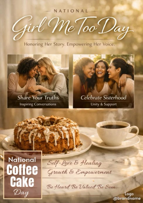 Brown Joyful National Coffee Cake Day A4 Video Template | PosterMyWall