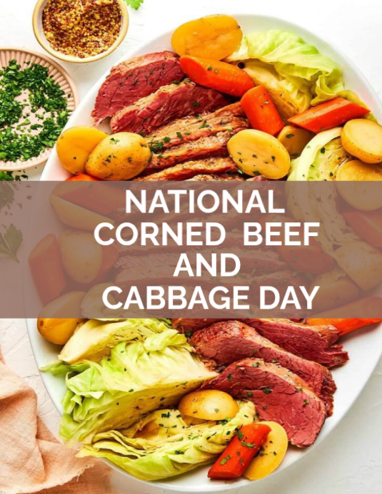 Plantilla de Brown joyful national corned beef and cabbage day flyer ...
