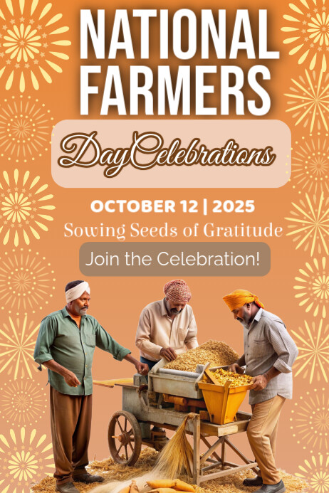 Brown Joyful National Farmers Day Celebration Poster Template ...