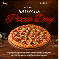 Brown National Sausage Pizza Day Instagram Post Template