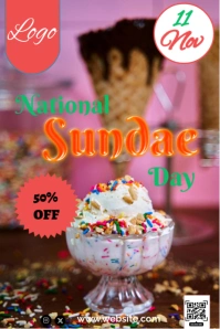 Brown Joyful National Sundae  Pinterest Graphic template