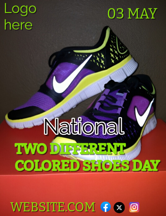 Brown Joyful National Two Different Colored Shoes Day  Flyer (us Letter) template