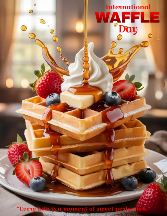 Brown Joyful National Waffle Day Flyer Template | PosterMyWall