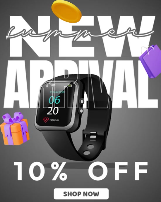 Brown Joyful New Arrivals Watches Ad Instagram Portrait template