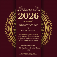 Brown Joyful New Year Greeting Card Square (1:1) template