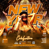 Brown Joyful New Year Party Instagram Post template