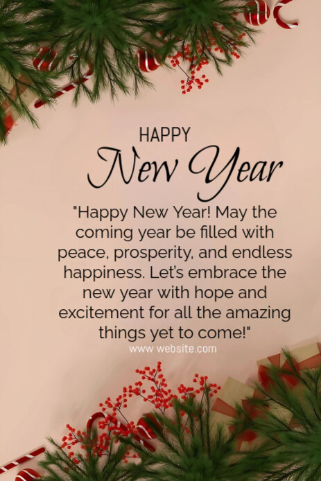 Brown Joyful New Year Wishes  Pinterest Graphic template