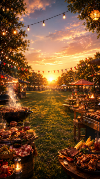 Brown Outdoor Barbecue Event Digitalt display Template
