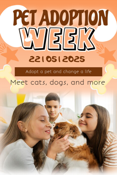 Brown Joyful Pet Adoption Week Poster template