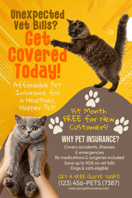 Brown Joyful Pet Insurance Poster Плакат template