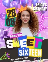 Brown Sweet Sixteen Celebration Pamflet Template