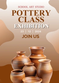 Brown Joyful Pottery Classes Exhibition A2 template