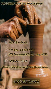 Brown Joyful Pottery Making  Business Card นามบัตร template