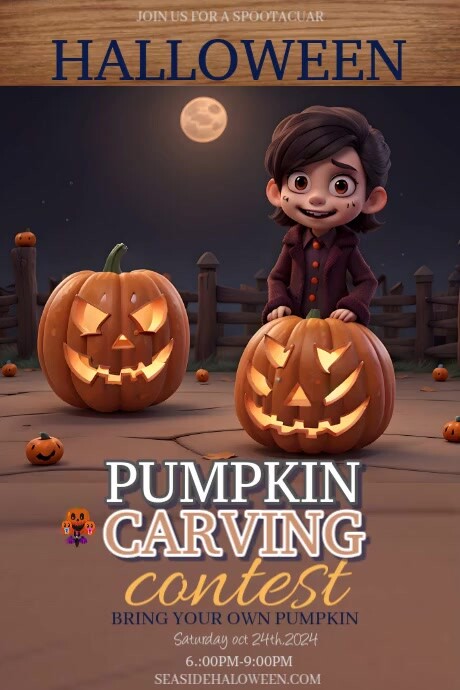 Brown Joyful Pumpkin Carving Poster เทมเพลต | PosterMyWall