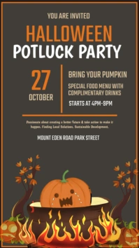 Brown Joyful Pumpkin Potluck Party Instagram Story template