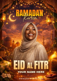 Brown Joyful Ramadan Kareem A4 Video template