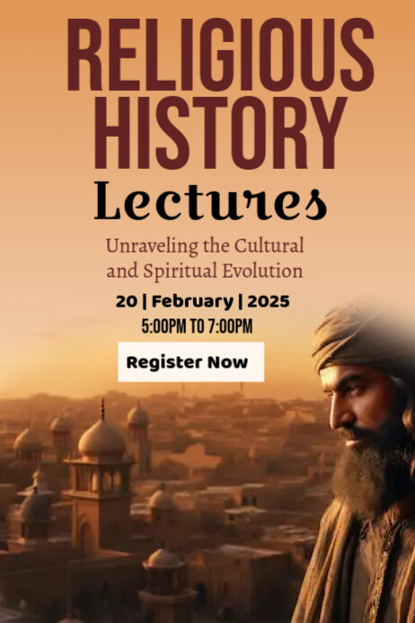 Religious Program Poster Brown Joyful Religious History Lectures Poster Template | PosterMyWall