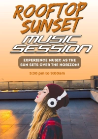 Brown Joyful Rooftop Sunset Music Session A3 template