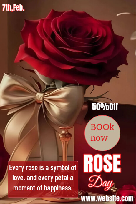 Brown Joyful Rose Day 50% Off Poster Template | PosterMyWall