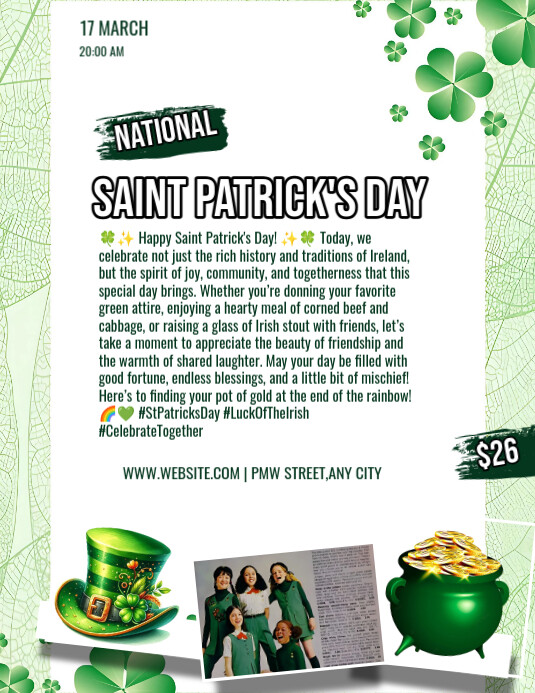 Brown Joyful Saint Patrick's Day Celebration Flyer (us Letter) template