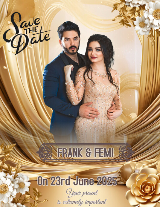 Brown Joyful Save The Date Anniversary  Flyer (us Letter) template