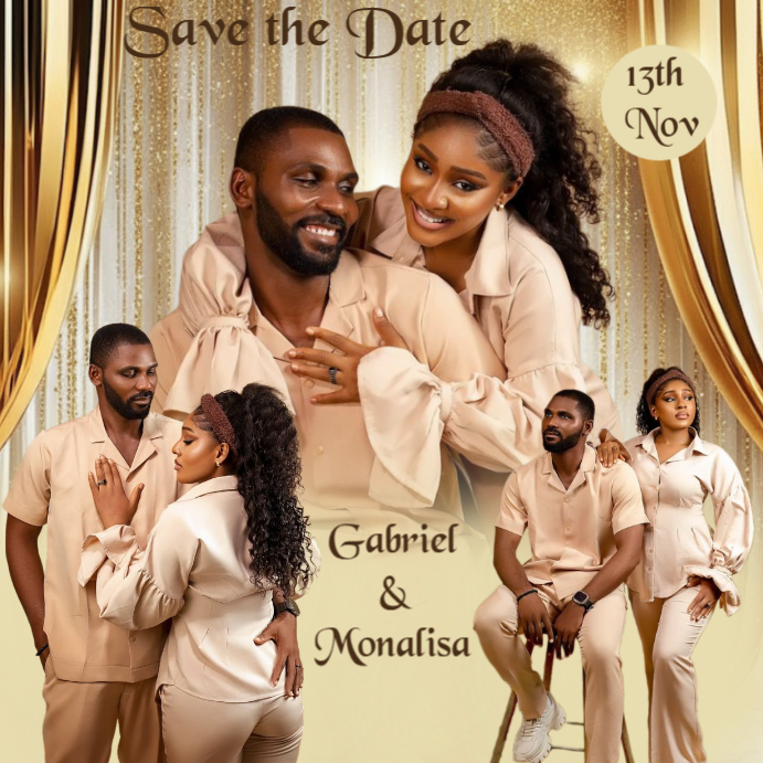 Brown Joyful Save The Date Instagram Post template