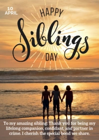 Brown Joyful Siblings Day Design A1 template