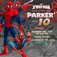 Brown Joyful Spider Man Birthday Instagram Post template