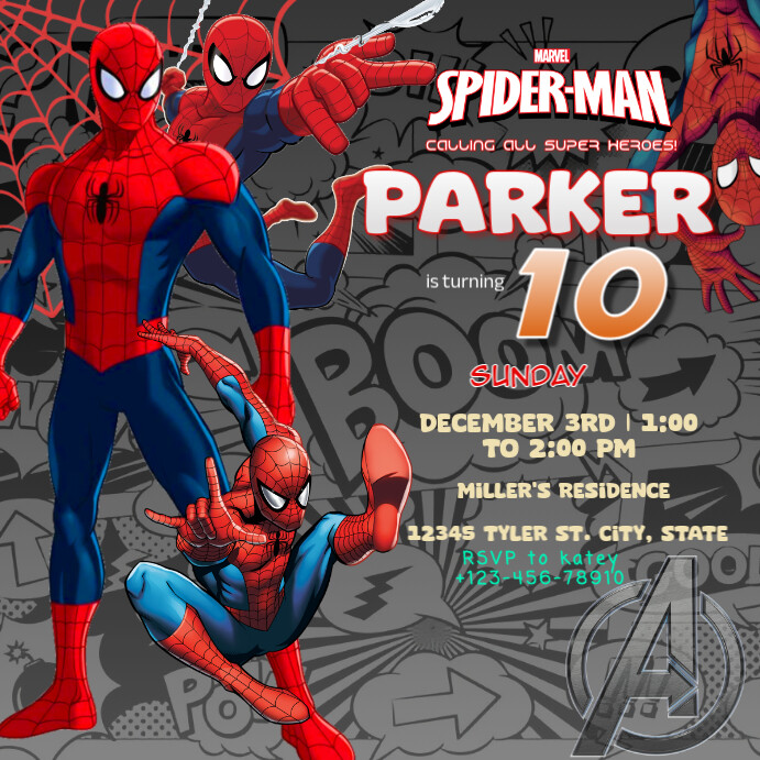 Brown Joyful Spider Man Birthday Instagram Post Iphosti le-Instagram template