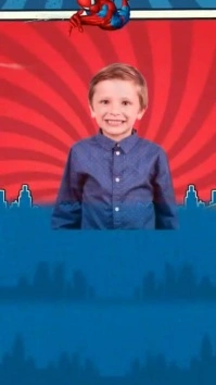 Brown Joyful Spiderman Birthday Invitation Di Digital Display (9:16) template