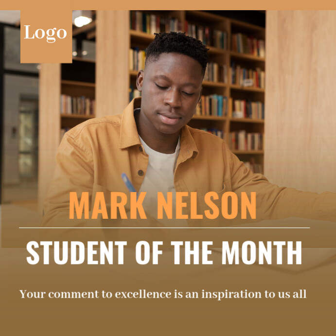 Brown Joyful Student Of The Month Post  Instagram Post template