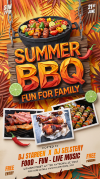 Brown Joyful Summer BBQ Event Instagram Story Instagram-verhaal template