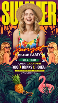 Brown Joyful Summer Beach Party Instagram Story Video template