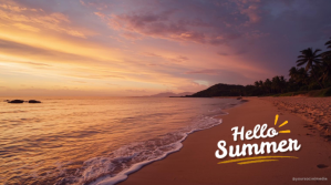 Brown Joyful Summer Beach Scene Digital Display งานแสดงผลงานแบบดิจิทัล (16:9) template