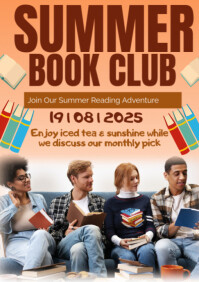 Brown Joyful Summer Book Club A2 template