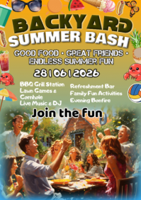 Brown Joyful Summer Party A2 template