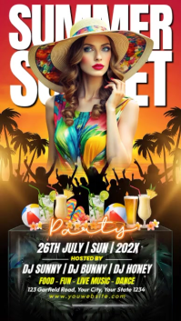 Brown Joyful Summer Sunset Party Instagram Story Video template