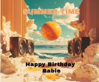 Brown Joyful Summer Time Medium Rectangle template