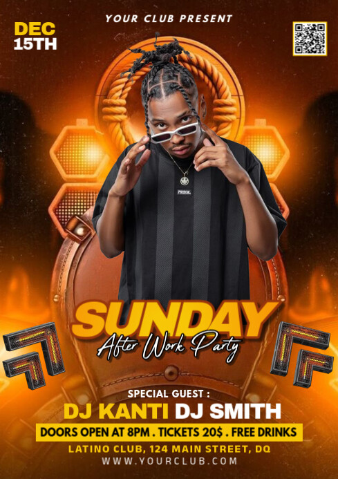 Brown Joyful Sunday After Work Party A4 template